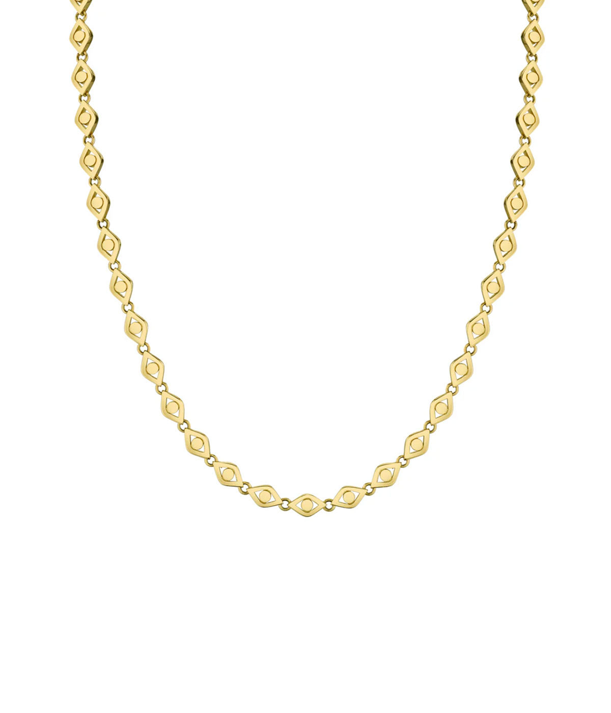 Small Evil Eye Link Necklace in 14k Yellow Gold