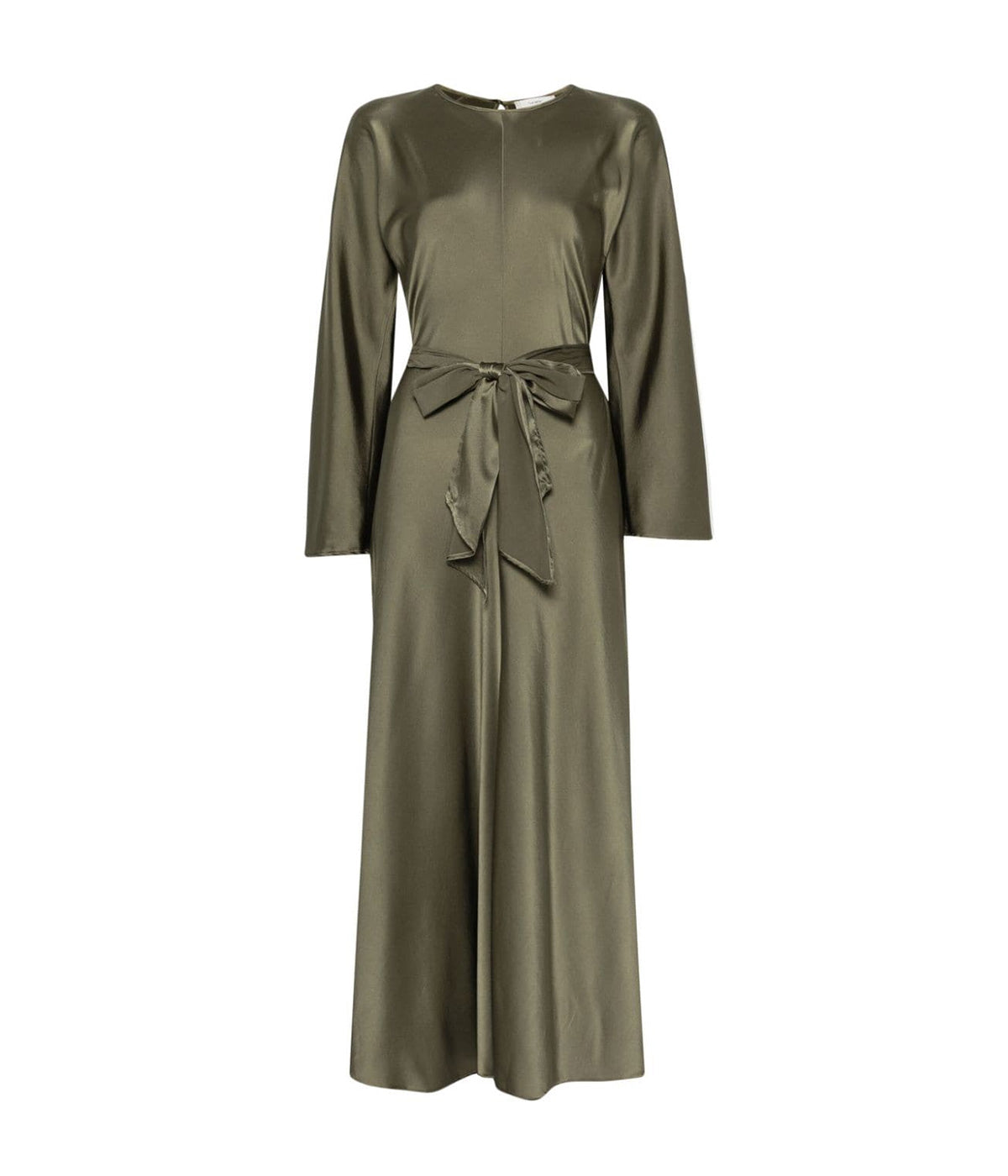 Silk Sash Dress in Olive