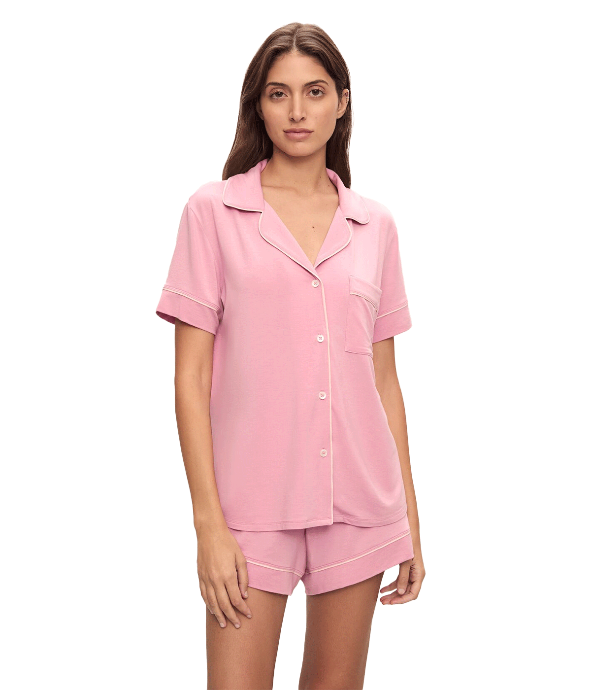 Tencel Pyjama Set, Collared Bottom Top,Elasticated bottom shorts
