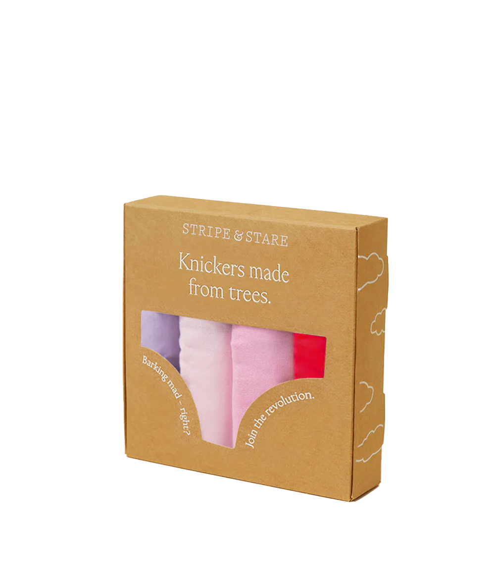 Knicker Four Pack in Pink & Red Sollid