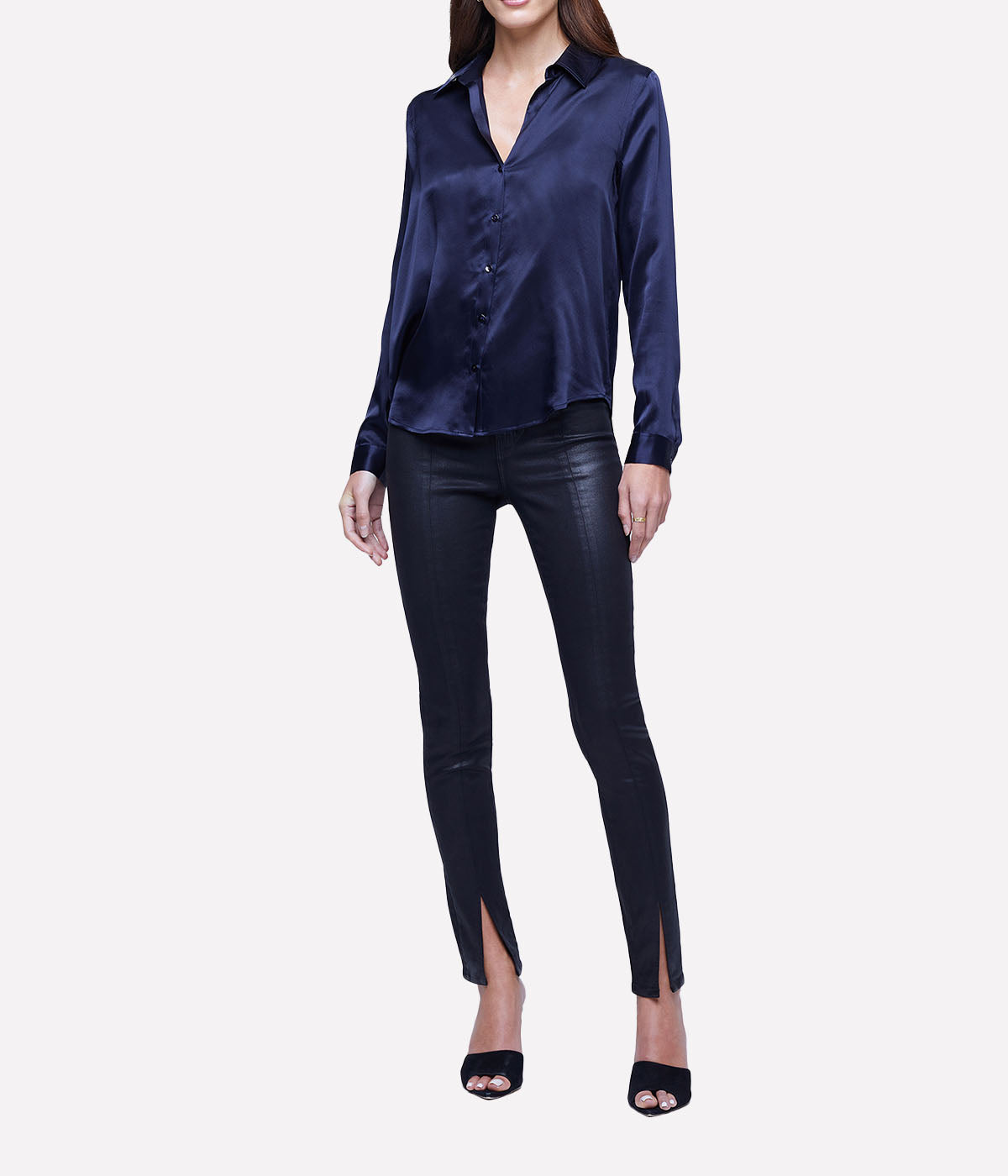 Tyler Long Sleeve Blouse in Midnight