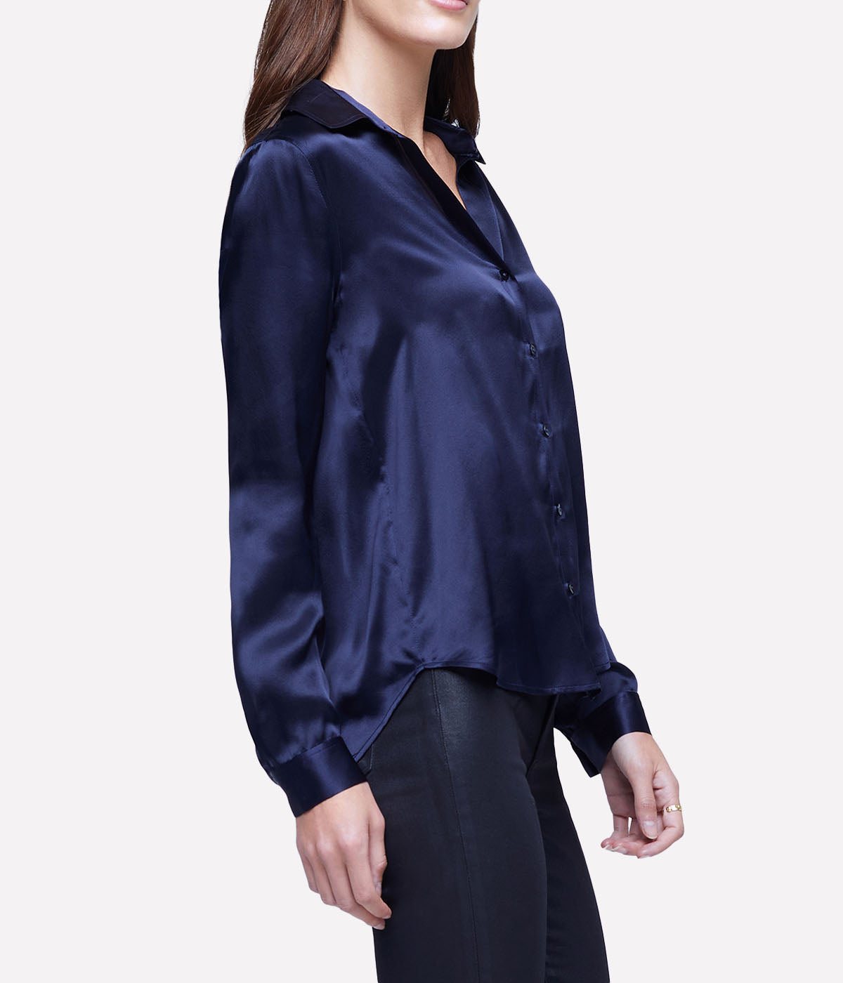 Tyler Long Sleeve Blouse in Midnight