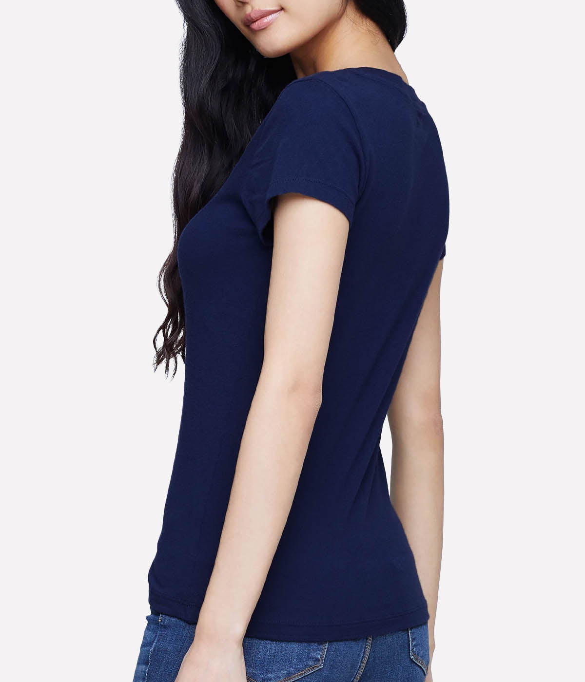 Becca V Neck Tee in Navy