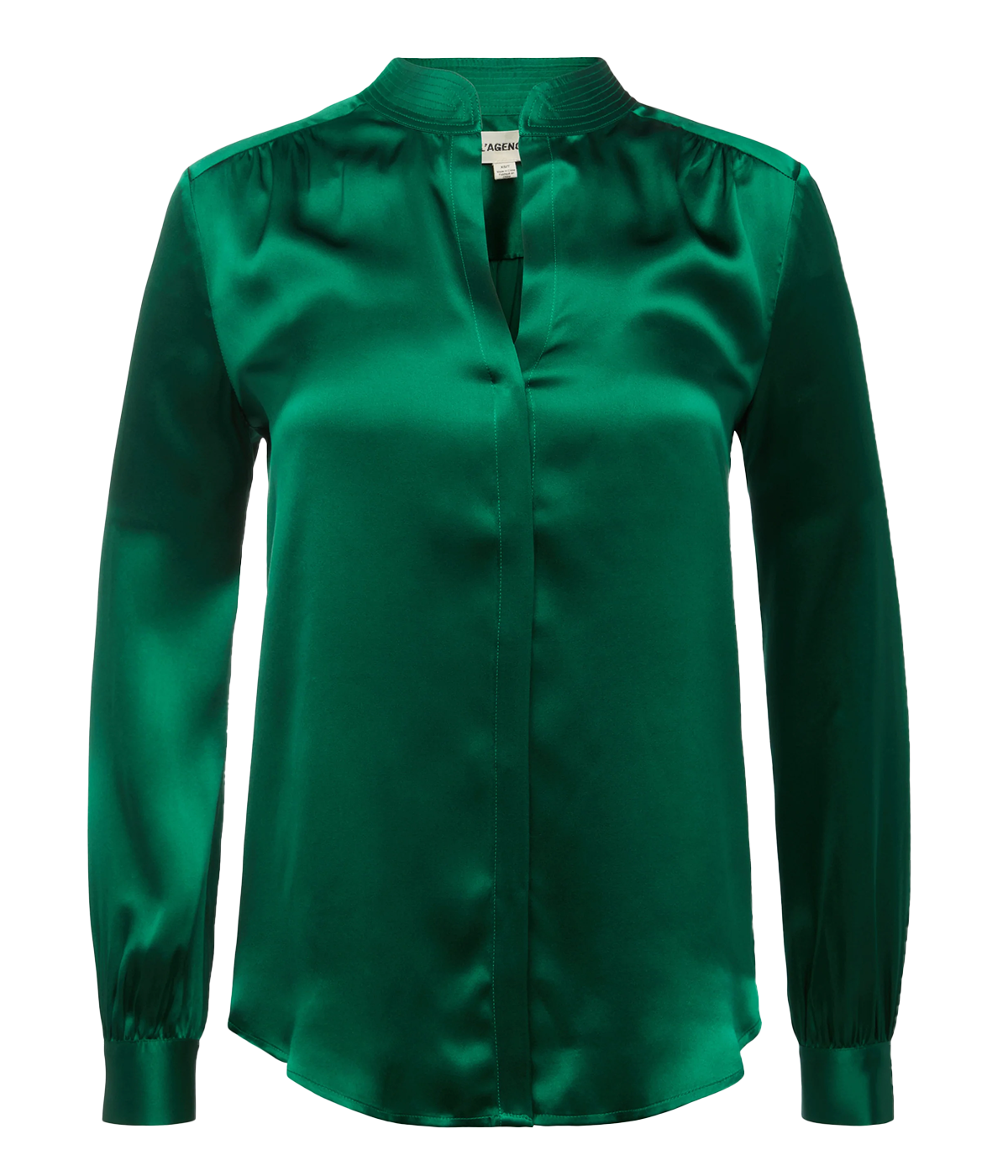 Bianca Band Collar Blouse in Clover Green