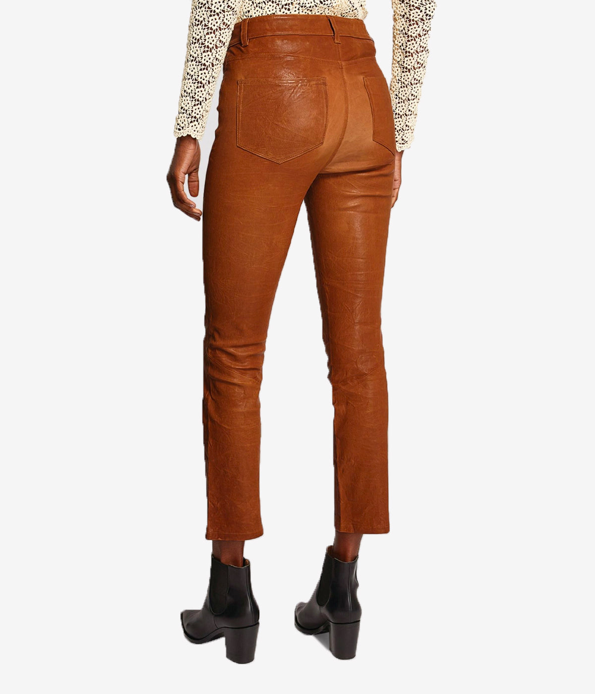 Cindy Leather Pants in Dark Argan