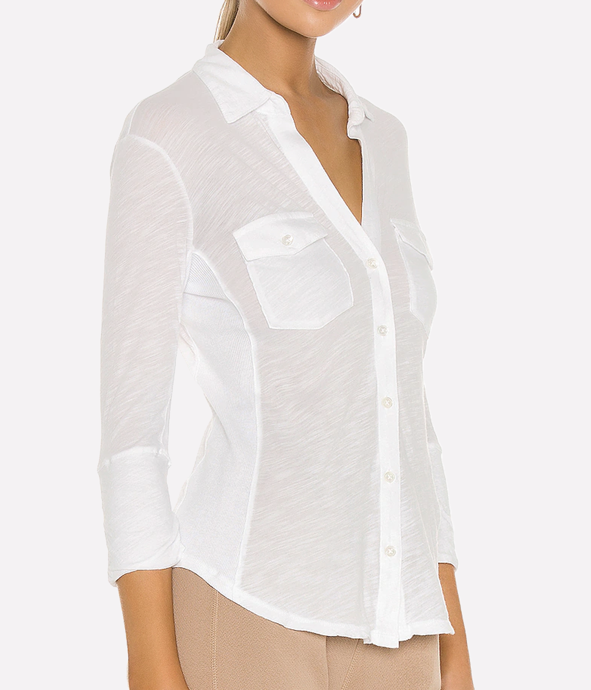 Contrast Panel Shirt in White