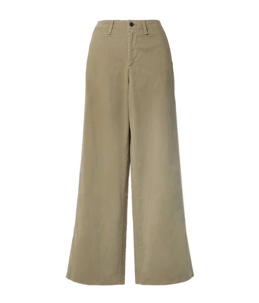 Sofie Wide Leg Cotton Chino - Khaki